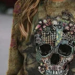 Anna Floral Skull Sweatshirt, detail view