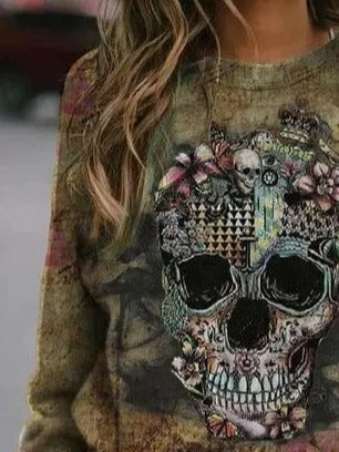Anna Floral Skull Sweatshirt, detail view
