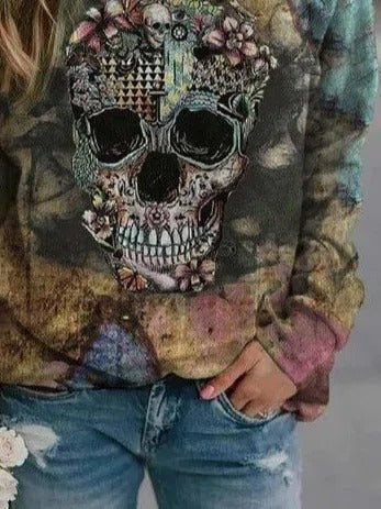 Anna Floral Skull Sweatshirt, detail view