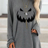 Erin Pumpkin Tunic Sweatshirt in gray, front view