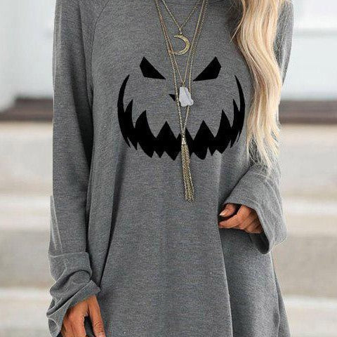 Erin Pumpkin Tunic Sweatshirt in gray, front view