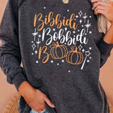 Dora | Halloween-Inspired Letter Print Round Neck Long Sleeve Sweatshirt