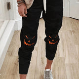 Eileen Pumpkin Drawstring Pants in black, front view