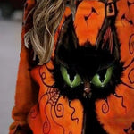 Kara Witch Cat Print Sweatshirt, detail view
