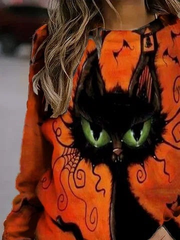 Kara Witch Cat Print Sweatshirt, detail view