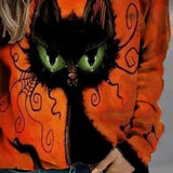 Kara Witch Cat Print Sweatshirt, detail view