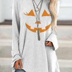 Dolores Pumpkin Face Sweatshirt, white variant, front view