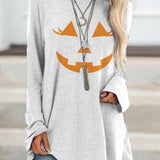 Dolores Pumpkin Face Sweatshirt, white variant, front view
