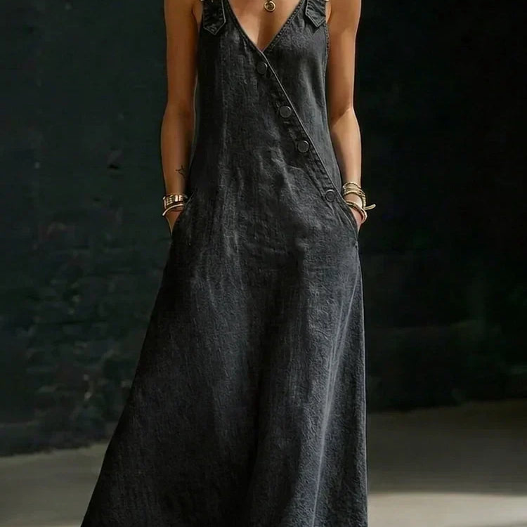 Lena - Long Denim Button Down Dress