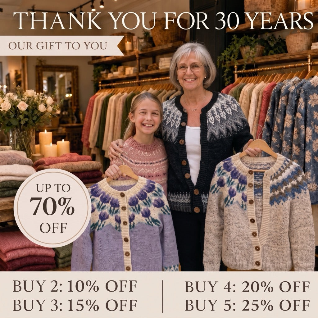 Vintage Cardigans collection banner, Eleanor Boston