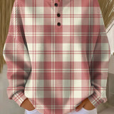 Emma blush plaid waffle knit sweater, view 2