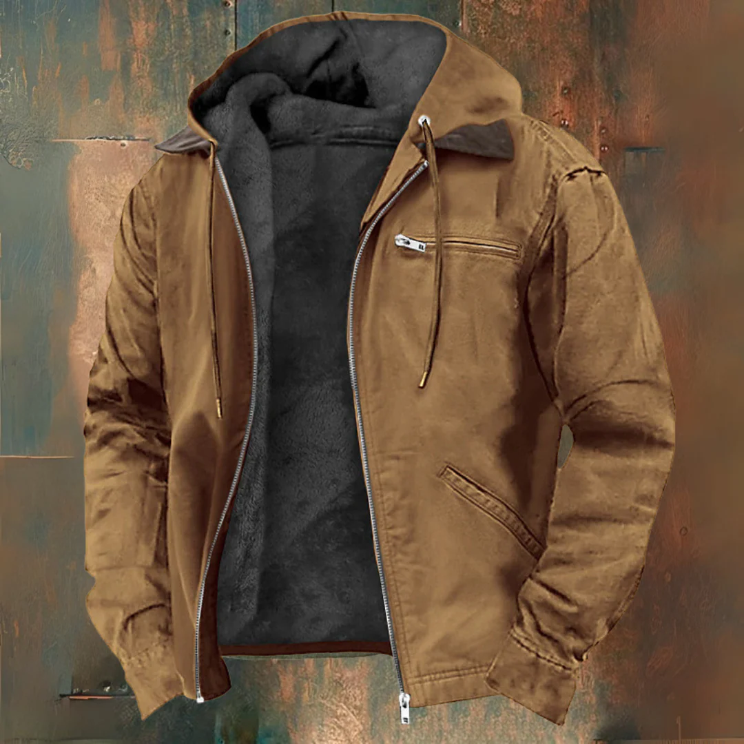 Mark | Brown Hooded Zip-Up Jacket