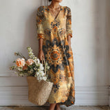 Gabrielle | Orange Mandala Print Maxi Dress