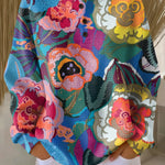 Irene large floral waffle knit sweater, view 2