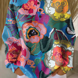 Irene large floral waffle knit sweater, view 2