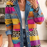 Audrey | Retro Leopard-Print Denim Jacket