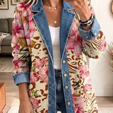 Violet | Retro Floral Leopard-Print Jacket