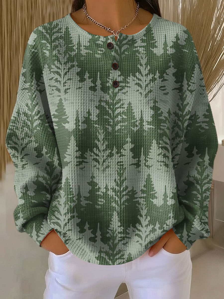 Emily evergreen forest waffle knit sweater, view 2