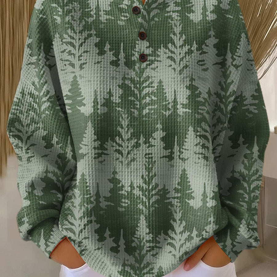 Emily evergreen forest waffle knit sweater, view 2