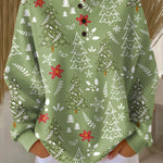 Ivy green Christmas tree waffle knit sweater, view 2