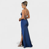 Kristen | Midnight Blue Satin Dress