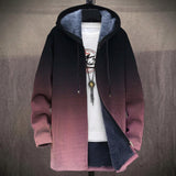 Janet smooth black to blush pink gradient hooded jacket, front view