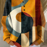 Amelia geometric print waffle knit sweater, view 2