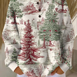 Luna winter landscape waffle knit sweater, view 2
