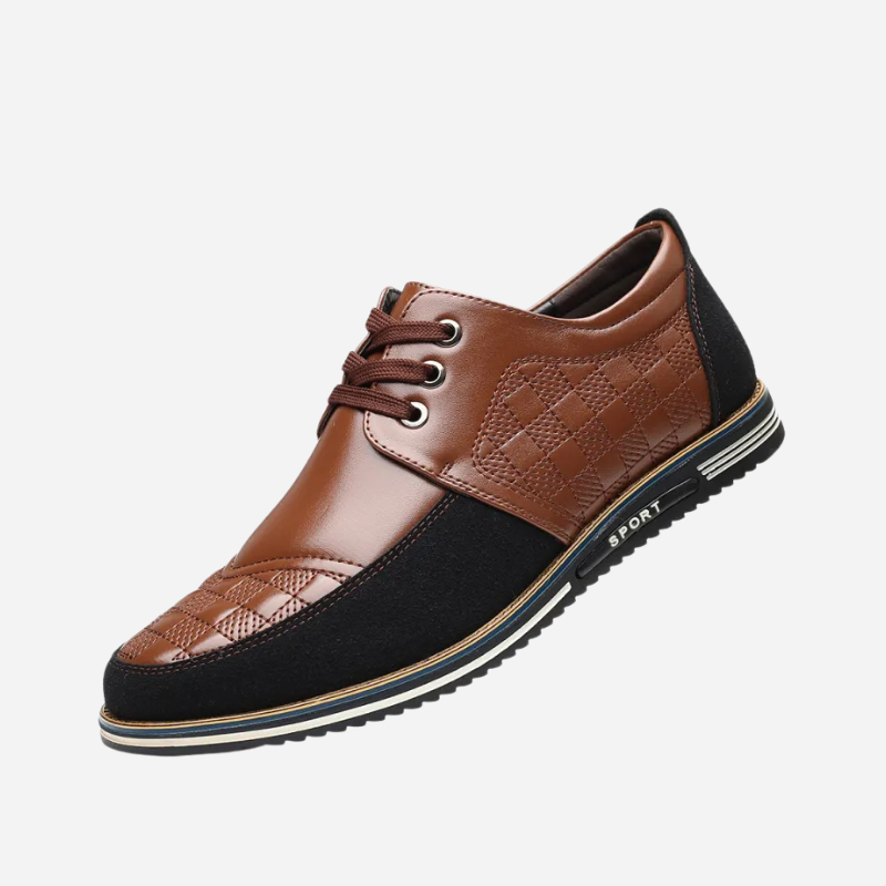 Mathieu | Black Lace-Up Shoes with Textured Panels