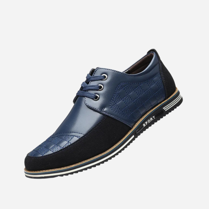 Mathieu | Black Lace-Up Shoes with Textured Panels