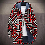Daphne | Red and Black Geometric Print Jacket