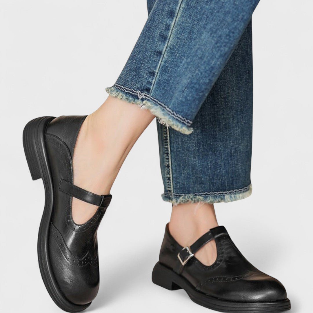 Audra brogue T-strap Mary Jane shoes in Black, view 2