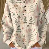Meredith cream mini tree waffle knit sweater, view 2