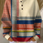 Margaret striped color block waffle knit sweater, view 2