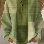 Charlotte green patchwork waffle knit sweater, view 2