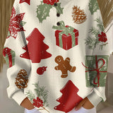 Olivia Christmas tree and gift waffle knit sweater, view 2