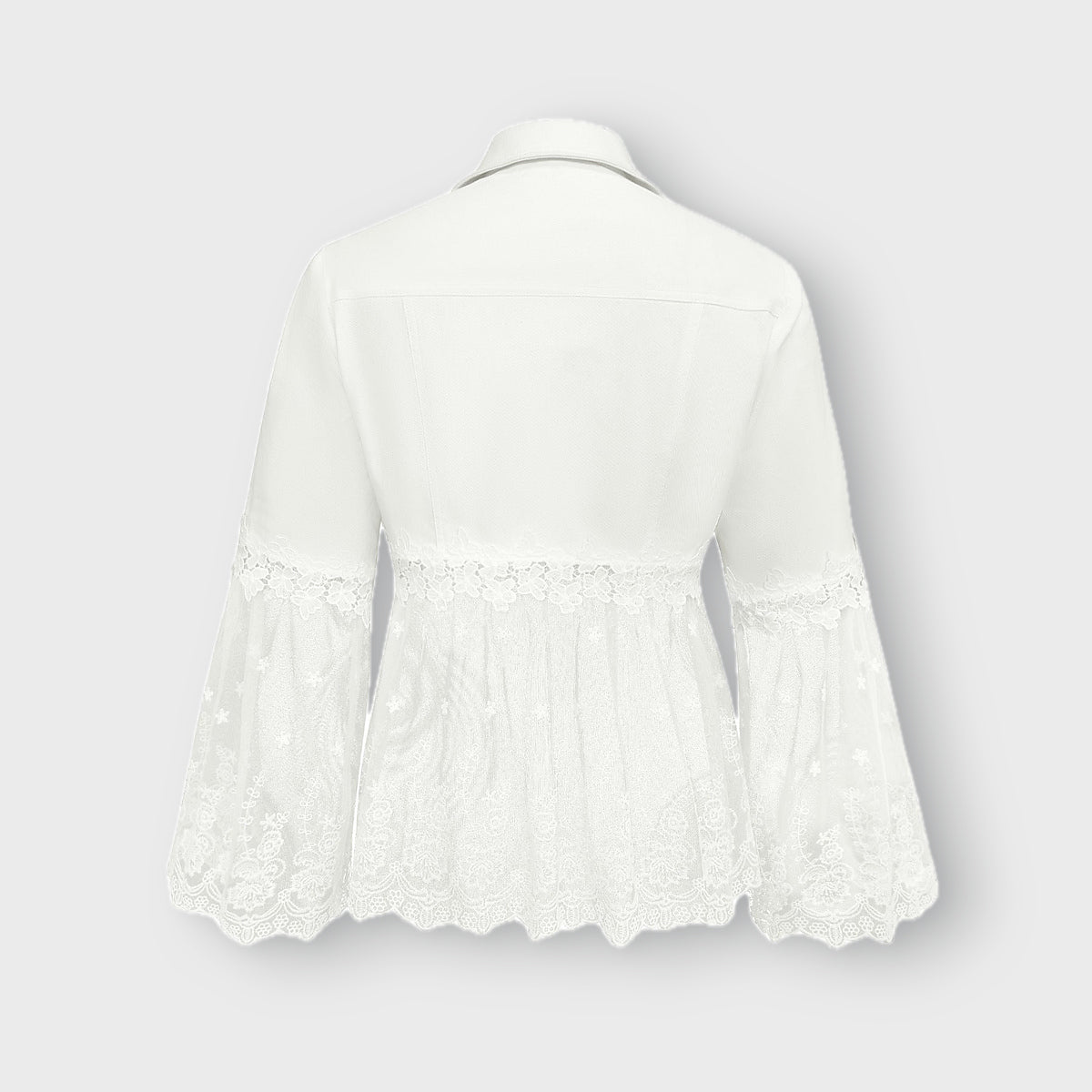 Addison lace panel jacket in White, back flat lay
