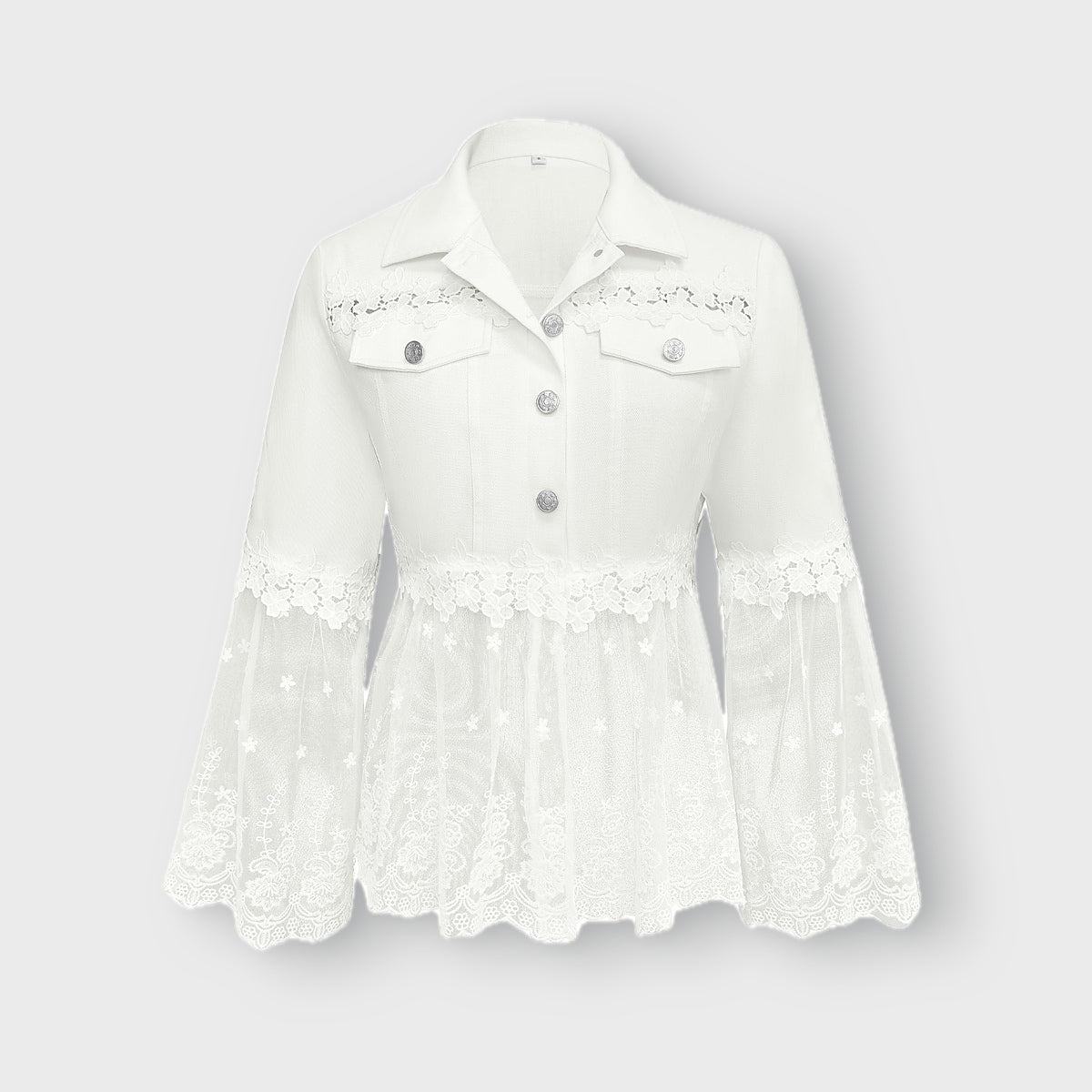 Addison lace panel jacket in White, flat lay