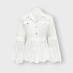 Addison lace panel jacket in White, flat lay