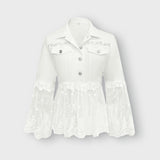 Addison lace panel jacket in White, flat lay