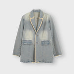 Hannah oversized light wash blazer in Light Wash Blue, flat lay