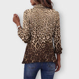 Abigail leopard print ruffled jacket in Multicolor, back view