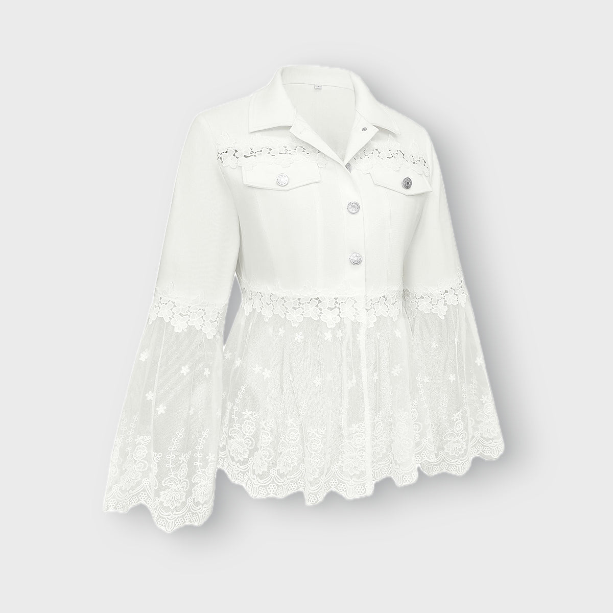 Addison lace panel jacket in White, flat lay