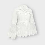 Addison lace panel jacket in White, flat lay