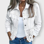 Brooklyn fringe and lace jacket in White, front view