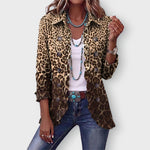 Abigail leopard print ruffled jacket in Multicolor, front view