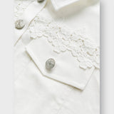 Addison lace panel jacket in White, lace detail