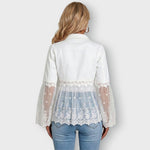 Addison lace panel jacket in White, back view