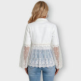 Addison lace panel jacket in White, back view