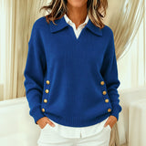 Jackie collared V neck sweater in Blue, view 4